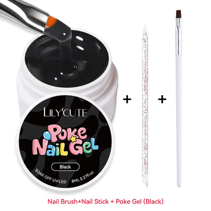 LILYCUTE 8ml 2/3/4PCS Poke Poke Gel Nail Polish Set Black White Wave Texture Nail Painting Art Gel Soak Off UV LED Varnish Kit