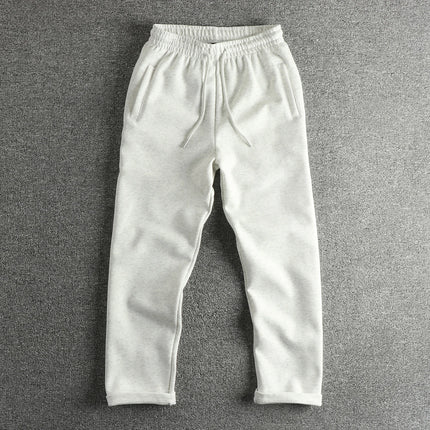 2025 Autumn New American Retro Solid Color Knitted Sweatpants Men's Simple Elastic Waist Drawstring Sport Casual Loose Pants