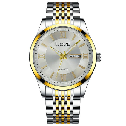 UTHAI Men's Watch High End Calendar Luminous Steel Wristband Fashion Trend Classic Business Quartz Watch Clock Gift
