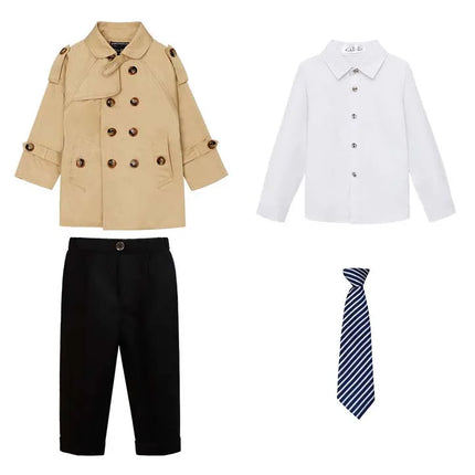 Wholesale JUCPKID Children Boys Suits Kids Boy Trench Coat Shirt Pants Suits Outfits Sets 2-10Y Handsome Teens Boys Elegant Suit