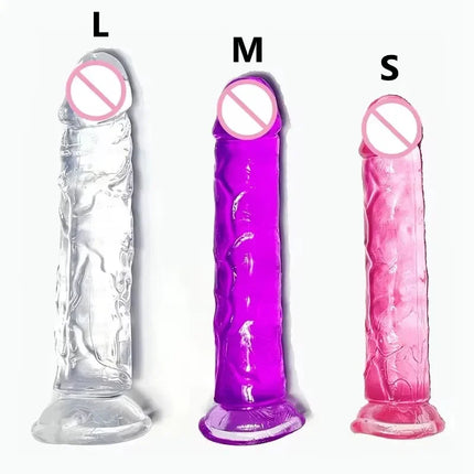 Cheap Women Erotic Anal 5 Colors Big Transparent Dildo Suction Cup Jelly Dick Sex Toys Soft Clitori Vaginal Masturbators Penis