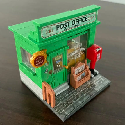 Mini Micro Brick Retro Post Office Coffee House Building Block Model, High Difficulty Assembly Puzzle, Christmas Gift