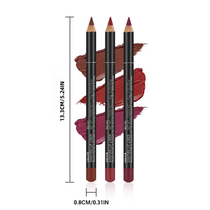 3-Pack Matte Lip Liner Pencils - Silky Smooth Formulation for Defined Contours, Long-Lasting Color, Versatile for Everyday