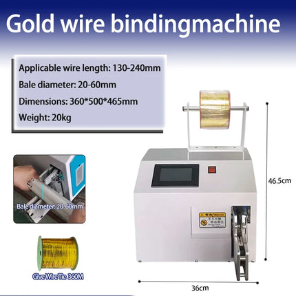 Automotive Cable Tying and Winding Machine Bag Sealer for 2-60mm Toy Bread Plastic Bag Tyng, Touch Screen with English Language
