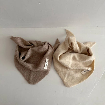 Korean Wool Triangle Scarf for Baby Warm Thick Cashmere Scarves Kids Toddler Simple Knitted Neckerchief