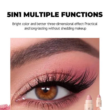 DIMSHOW 5-section Highlight Lazy Eyeshadow Pencil Pearlescent Fine Glitter Illuminating Eyeshadow Stick Set