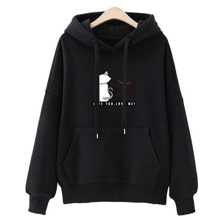 2024 Autumn Hoodie Women's Casual Hooded Sweatshirt Creative Hoodie Matching Streetwear Cute Cat Pattern Monogram Hoodie CYXX077