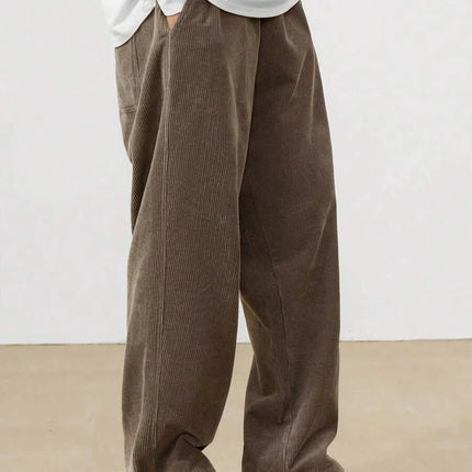 2026 new fashion Men's Corduroy Straight Casual Pants spring autumn Outdoor Streetwear with Drawstring Elastic Waist