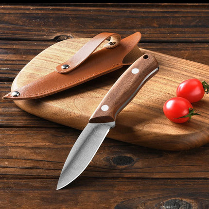 Fruit knife, wooden handle, high-end multi-purpose knife, western-style knife, steak knife, barbecue knife, peeling knife