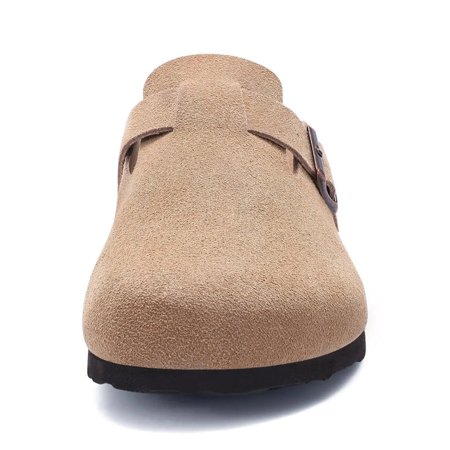 Litfun Suede Cork Clogs For Women Men Genuine Summer Clogs with Arch Support Cork Leather House Mules Shoes Thick Beach Sandals