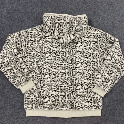 2025 New Unisex Hooded Sweatshirt with Leopard Print Lining Pocket, Loose Cardigan, Zipper Sweatshirt, Street Style, Double-Side