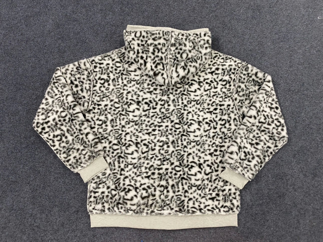 2025 New Unisex Hooded Sweatshirt with Leopard Print Lining Pocket, Loose Cardigan, Zipper Sweatshirt, Street Style, Double-Side
