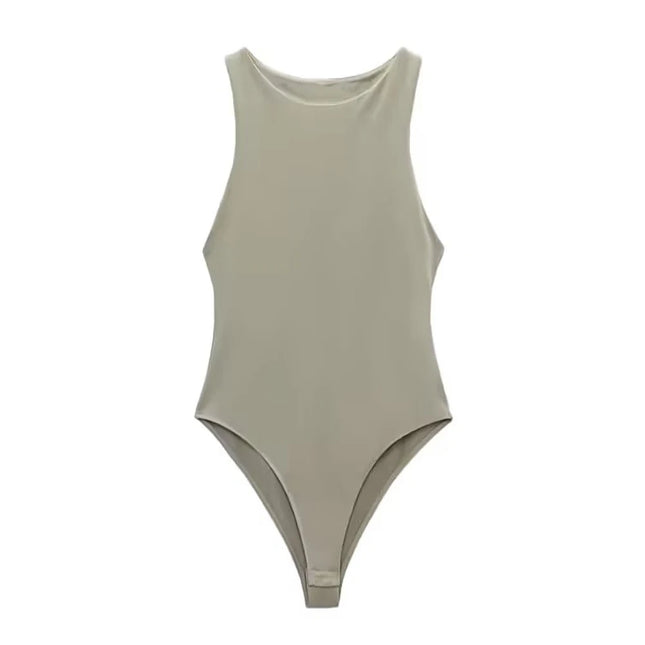 Women Fashion With Halter Neck Skinny Bodysuit Sexy Sleeveless Snap-button Female Playsuits Mujer