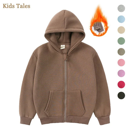 1-10Years Kids Baby Boys Girls Clothes Toddler Fleece Hoodie Winter Sweatshirt Tops Outfits Children Solid Zipper Coat Clothing