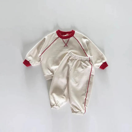 2025 Autumn New Baby Long Sleeve Clothes Set Infant Boys Solid Versatile Sweatshirt Suit Girls Casual Sports Set Kids Outfits