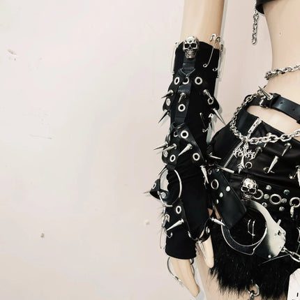 Gothic Tank Tops Punk Tank Tops halter top y2k clothes y2k crop top gothic clothes y2k top rivet Tank Tops Skull top vintage top