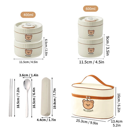 WORTHBUY Portable Insulated Lunch Box 304 Stainless Steel Fruit Salad Food Container Leak-proof Bento Box Microwave Heatable