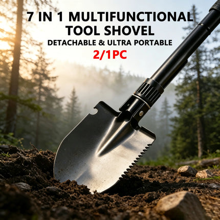 5-in-1 Folding Camping Shovel, Steel Digging Tool with Saw & Opener, Portable Outdoor Garden Digger for Men
