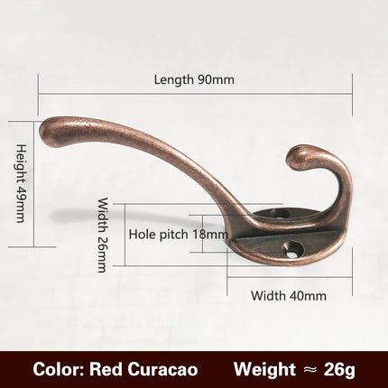 5pcs Heavy Duty Metal Hooks Wall Mounted Retro Double Hooks Utility Antique Hooks For Coat, Scarf, Bag, Towel, Key, Scarf, Hat
