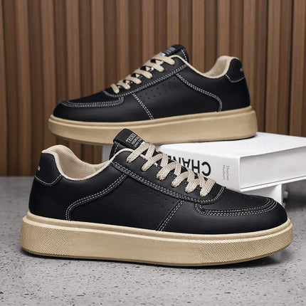 2025 Autumn Men's Thick-Sole Breathable Sports Casual Sneakers - White Trainers with Height-Enhancing Design for Students.