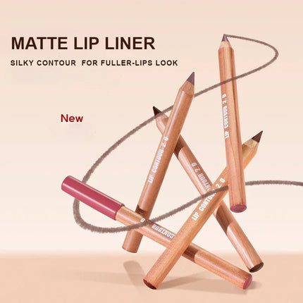 Nude Brown Lipliner Pen Wooden Matte Lip Liner Waterproof Lipstick Pencil Easy To Wear Non-stick Cup Lip Contouring Pen Cosmetic