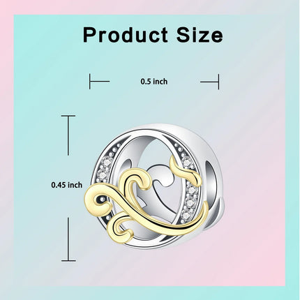 925 silver 26 letters retro fashion golden pendant fit original bracelet charm beads necklace Diy female jewelry