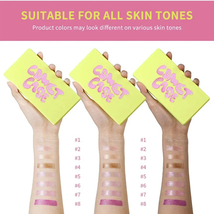  8-Color Eyebrow Cream Blush Curve Case Cream Cosmetics Palette Matte Shimmer Finishes Shadow Tones Long-Lasting Cosmetics