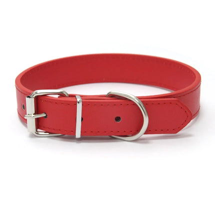 Solid Color Leather Dog Collar Adjustable Cat Necklace Puppy Neck Strap Suitable For Medium And Small Dogs Pet Supplies XS-XL