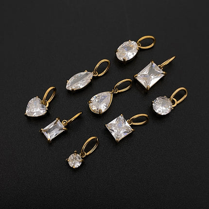 eManco 14K Gold Plated Stainless Steel  Inlaid With Zircon Pendant  Charm  Diy Jewelry Accessories Earring Making Supplies
