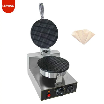 Commercial Electric Ice Cream Waffle Cone Maker Non Stick Waffle Cone Machine Big Power Waffle Iron Plate Cake Oven
