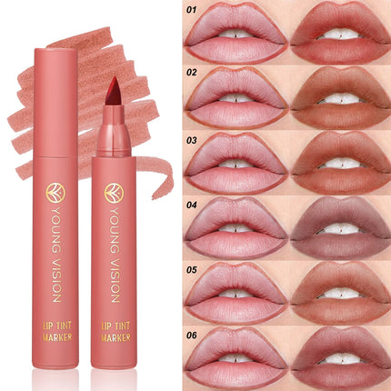 6-color double-ended lip pencil, lip oil, liquid watercolor lip pencil, moisturizing and easy-to-apply lip gloss