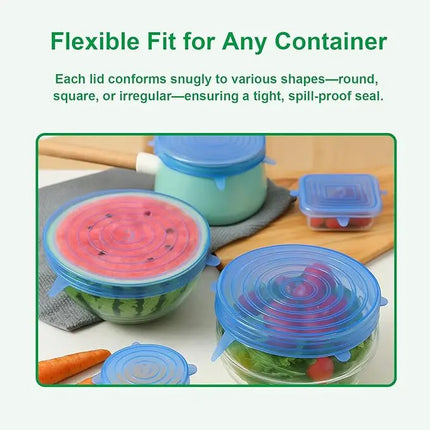 6-24Pcs Food silicone lid Silicone Stretch Lids Reusable Silicone Food Bowl Covers rectangular sealed bowl lid for Food Storage
