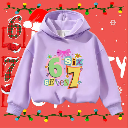 Kids Christmas Sweatshirt 6 7 Number Print Toddler Boys Girls Long Sleeve Pullover Casual Winter Clothes for 6-7 Years Old