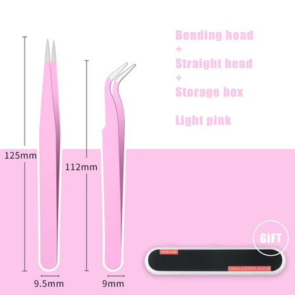 Colored Anti-Static Tweezers For Eyelash Extension Eyebrow Stainless Steel Set Beauty Precision Tweezers Makeup Kit Repair Tools