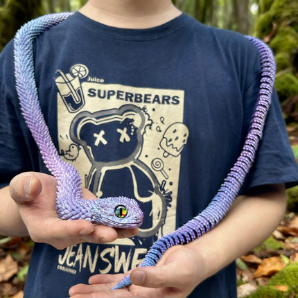 6 Pcs 150Cm/59.06In 3D Printed Snake Statue, Flexible 3D Printed Animal, Colorful Figurines Statue,