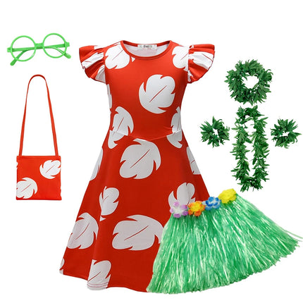 Disney Lilo&Stitch Girls Role Playing Dress Disneyland Travel Stitch Movie Hawaii Costume Frock Halloween Lilo Vestidos Frock