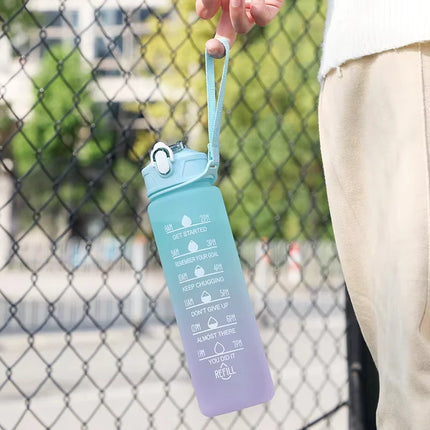 900ML Water Bottle With Time Marker Plastic Motivational Water Bottle with straw Drinking Bottle for Gym Sports Outdoor Travel
