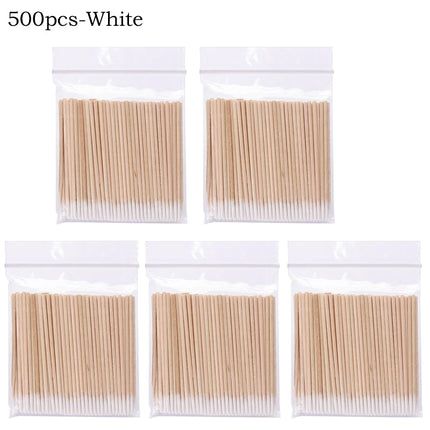 100/200/500Pcs Disposable Wooden Cotton Swabs Double Sided Tip Wood Sticks Glue Removing Makeup Tool Clean Stick Lash Accessorie