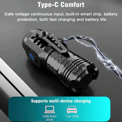 High Power LED Flashlight Torch Ultra Powerful LED Flashlight Built-in Battery Portable Outdoor Flash Light for Kids Exploring