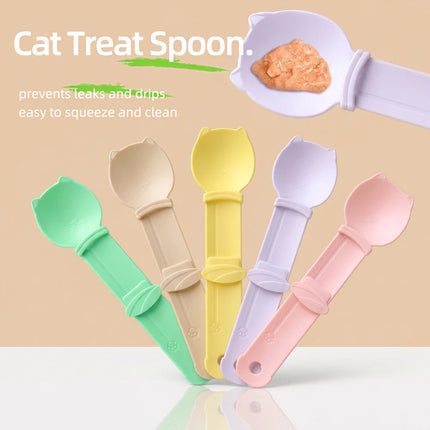 2PCS Cat Strip Feeder Spoon Easy Squeeze Cat Treat Holder for Wet Food Snacks Reusable Pet Supplies Feeding Tool Cats Kittens