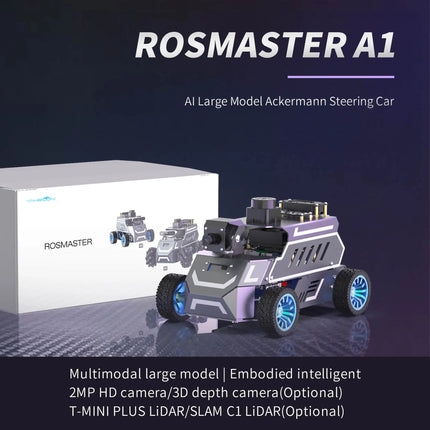 Yahboom ROSMASTER A1 AI Large Model ROS2 Robot Smart Car Kit Ackerman Structure Support RVIZ Simulation SLAM Mapping Navigation