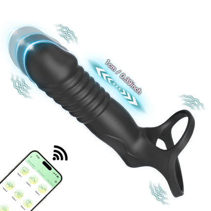 APP Controlled Double Penetration Vibrator Sex Toys for Couple Thrusting Anal Plug Vibrator with Penis Cock Ring Adult Products