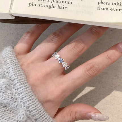 PANJBJ 925 Sterling Silver Four-pointed Star Shining Zircon Ring High-end Personalized Opening Adjustable Jewelry