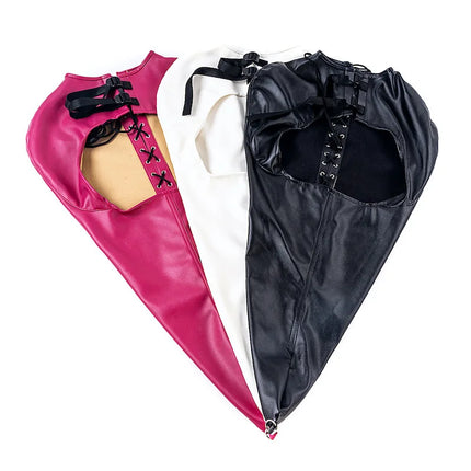 Sexy Adult Roleplay One Glove Corset with Various Half Face Bondage Harness Mask Hood for Fetish Party Games Exotic Costumes