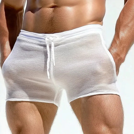 New Large Size Men's Sexy Lace-Up Shorts Home Seaside Beach Leisure Comfortable Men Fitness Shorts