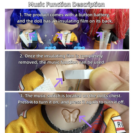 Kpop Hunters Girl Rumi Vinyl Doll Cartoon 7 Inch 5D Eyes Movable joints with Movie Theme Song Toy for Fan Collection Kids Gift
