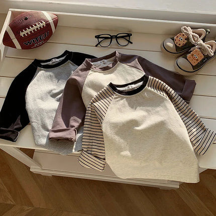 Kids' Striped Long-Sleeve T-Shirt Toddler Girl Loose Bottoming Shirt Boy Baby Casual Tops Fashion Children's Cotton Tees