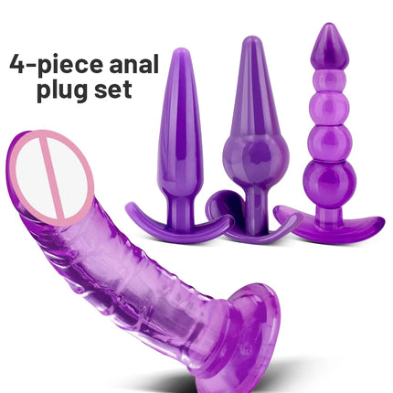 4pcs Anal plug set, rear entrance toy kit, adult products sex toys, G-spot stimulator, suitable for both men and women
