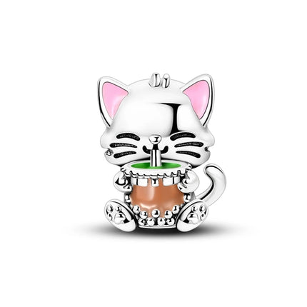 Charms 925 Sterling Silver Cute Cat Collection Charms Beads Paw Print Pendant Beads Fit Original DIY Bracelet Gift Women Jewelry