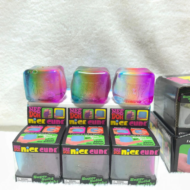 Schylling NeeDoh Rainbow Cube Squishy Fidget Toy CubeStress Relief and Fingertip Release Toy Sensory Stress Reliever Fidget Tool
